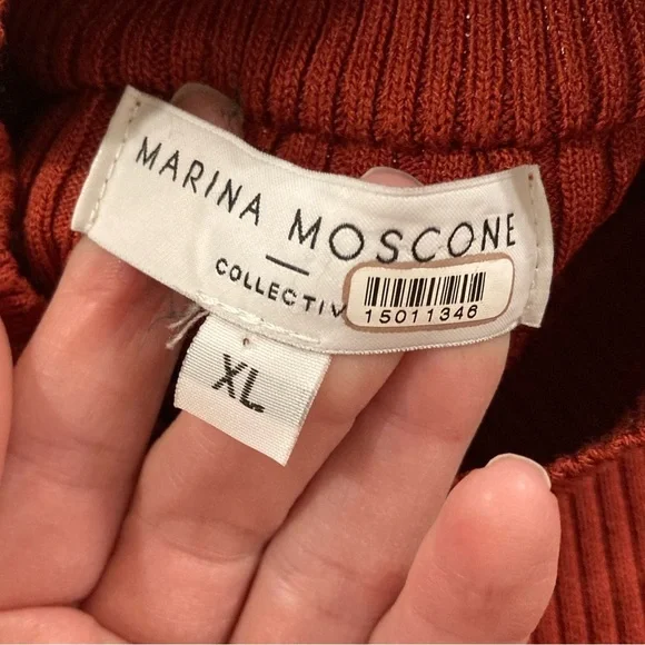 Marina Moscone Two Tone Mock Neck Sweater MIDI Dress XL - Picture 3 of 11